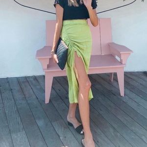 Zara green skirt with tie and slit size M
